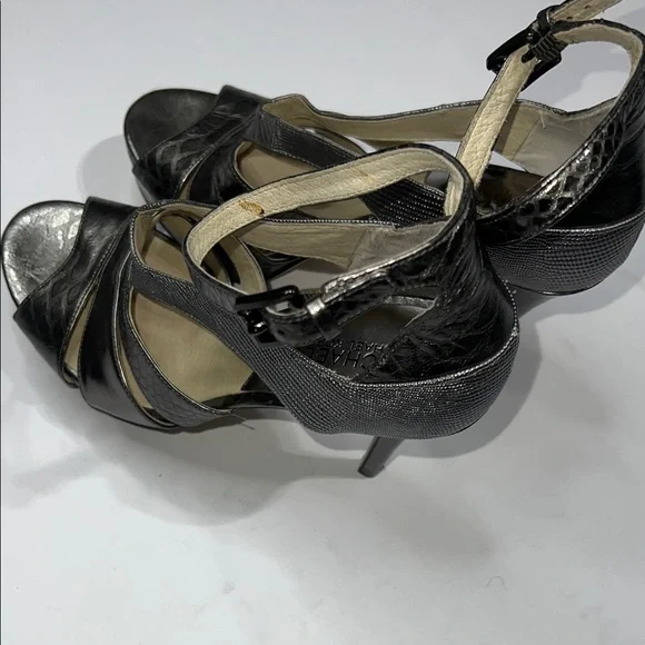 Michael Kors Metallic and Black Strappy Heels - Picture 8 of 13